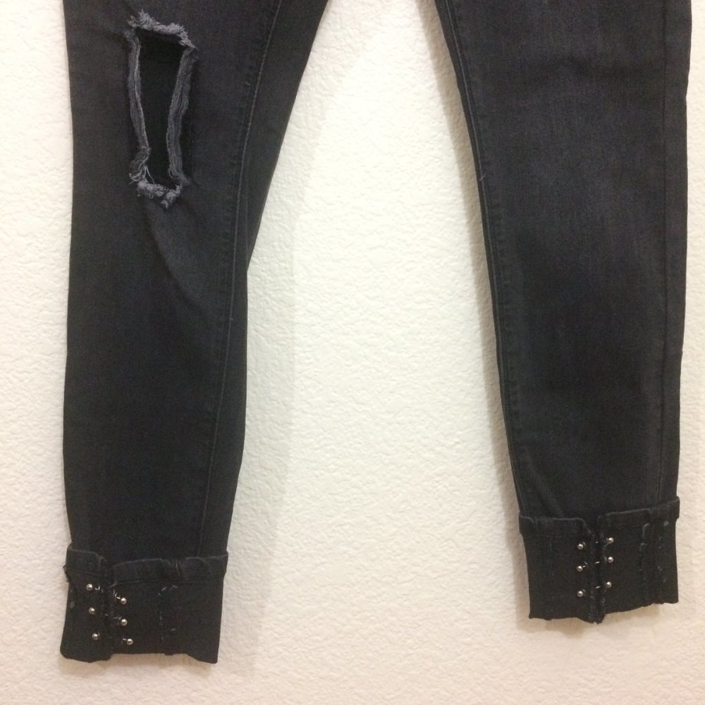 Indigo Rein Skinny Jeans Midrise Destroyed Black - Picture 7 of 15